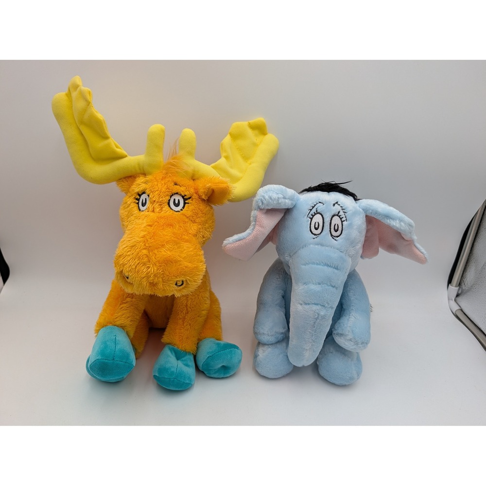 Kohls Cares Dr Seuss Plush Lot Blue Horton Elephant Orange Thidwick Moose